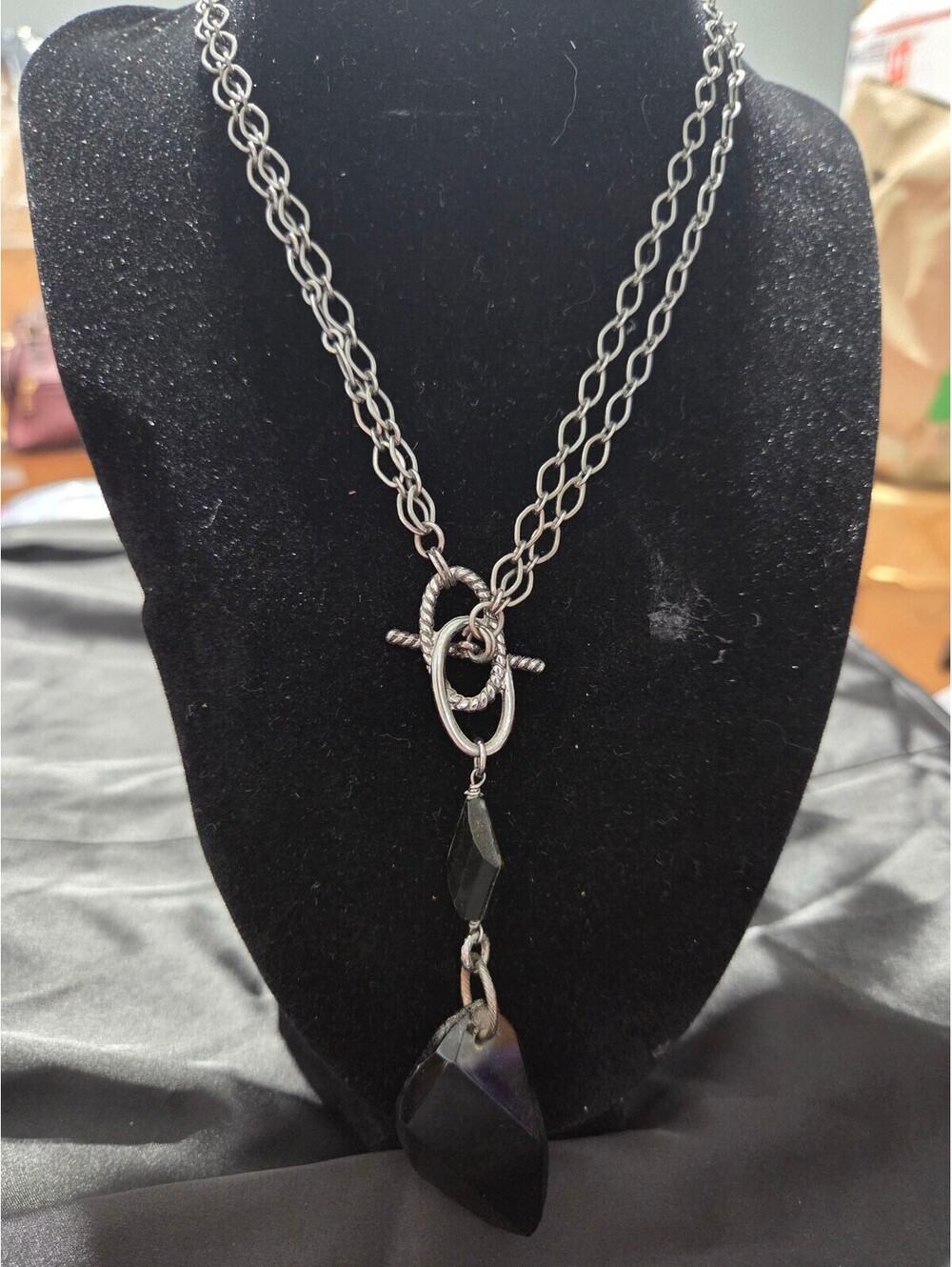 Black Stone Pendant Necklace